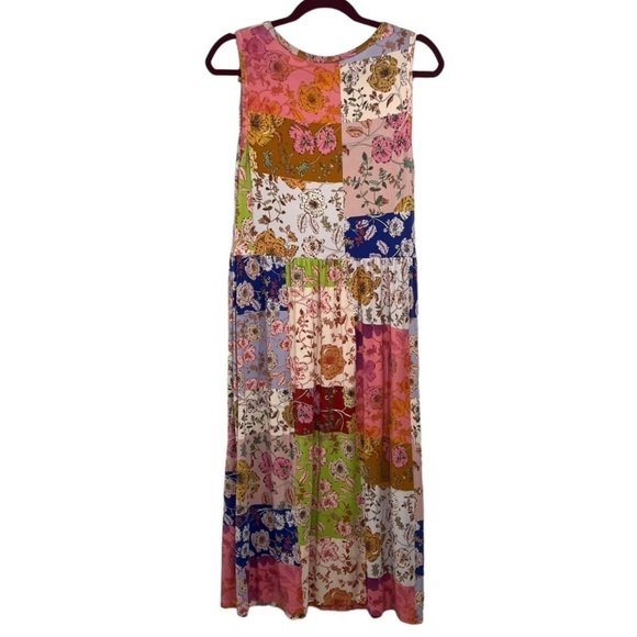 Johnny Was Cosmo Easy Fit Tea Length Patchwork Bamboo Midi Dress Women Large - Picture 13 of 16